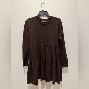 Long sleeve mocha brown doll dress, size medium